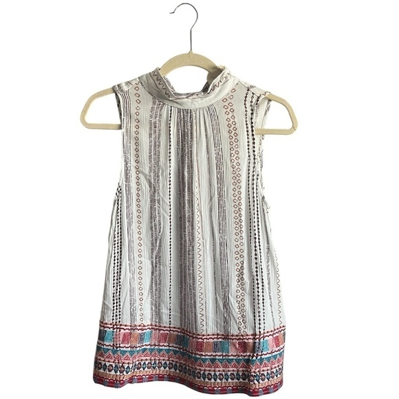 Savanah Jane Striped Embroidered Tie Neck Blouse, New with Tags - Picture 1 of 4